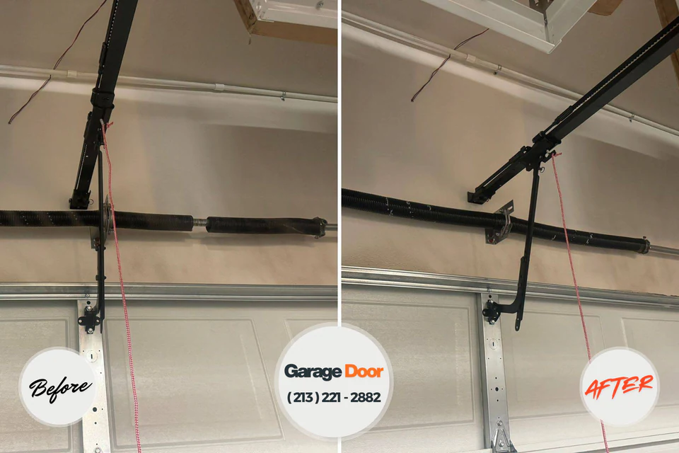 Before and after: garage door opener repair Orange City, IA